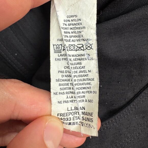 L.L. Bean Cargo Mini Skort Skirt Womens 14 Regular Black Nylon Outdoor Camping - Picture 15 of 16